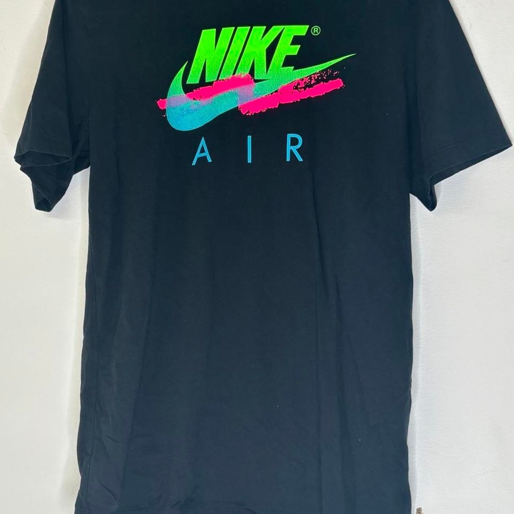 Nike Air T-Shirt Mens Small Black Neon Green Pink Graphic Logo Retro Tee